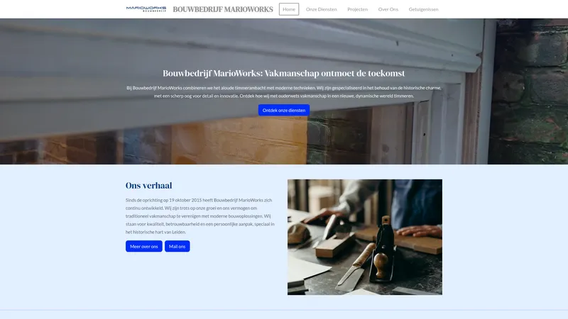 Website van Bouwbedrijf MarioWorks