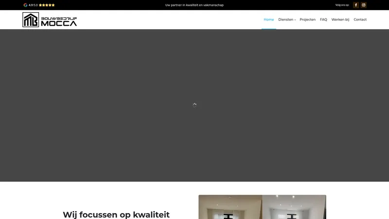 Website van Bouwbedrijf Mocca