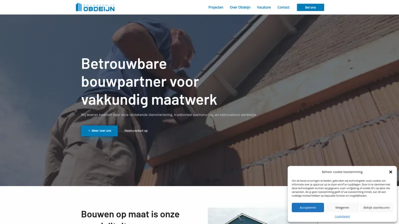 Website van Bouwbedrijf Obdeijn B.V.