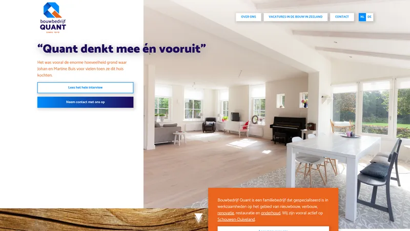 Website van Bouwbedrijf Quant Zierikzee B.V.