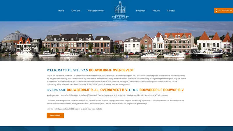 Website van Bouwbedrijf R.J.L. Overdevest B.V.