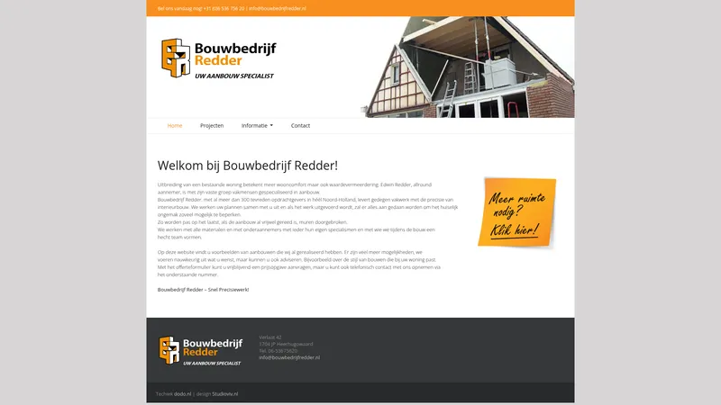 Website van Bouwbedrijf Redder
