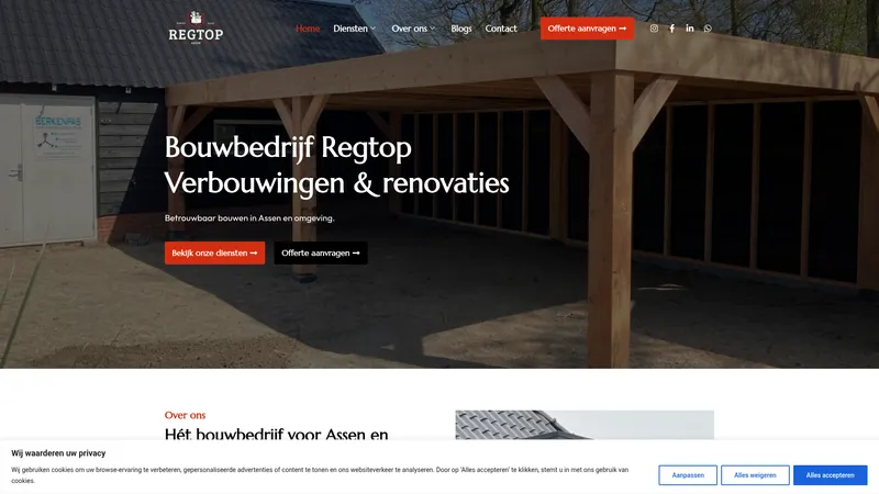 Website van Bouwbedrijf Regtop