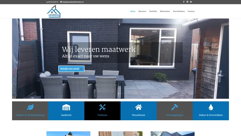 Website van Bouwbedrijf Renkens