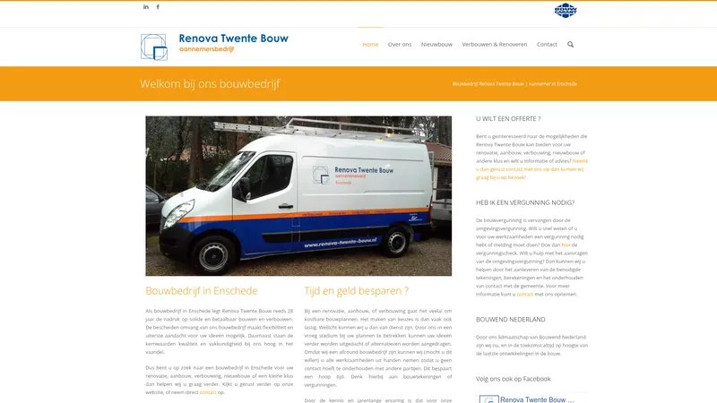 Website van Bouwbedrijf Renova Twente Bouw
