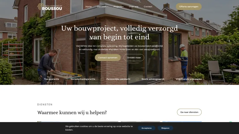Website van Bouwbedrijf Roussou Zeist