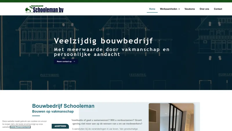 Website van Bouwbedrijf Schooleman bv