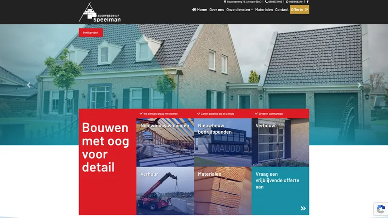Website van Bouwbedrijf Speelman B.V.