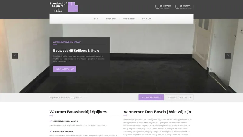 Website van Bouwbedrijf Spijkers