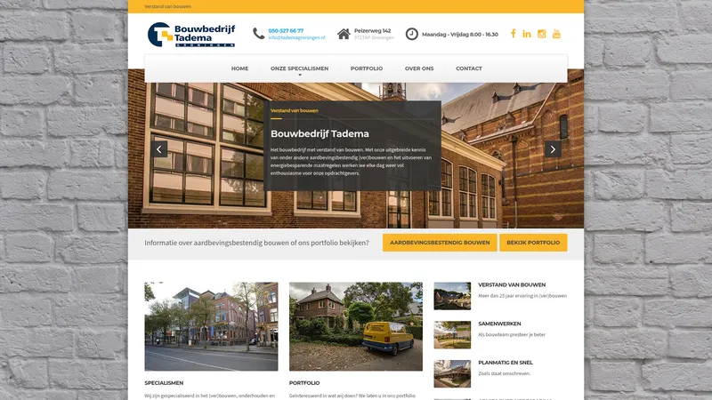 Website van Bouwbedrijf Tadema Groningen en Stecobouw bv
