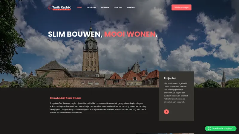 Website van Bouwbedrijf Tarik Kadric
