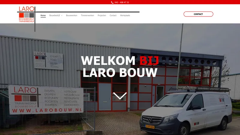 Website van Bouwbedrijf Timmerbedrijf Laro BV