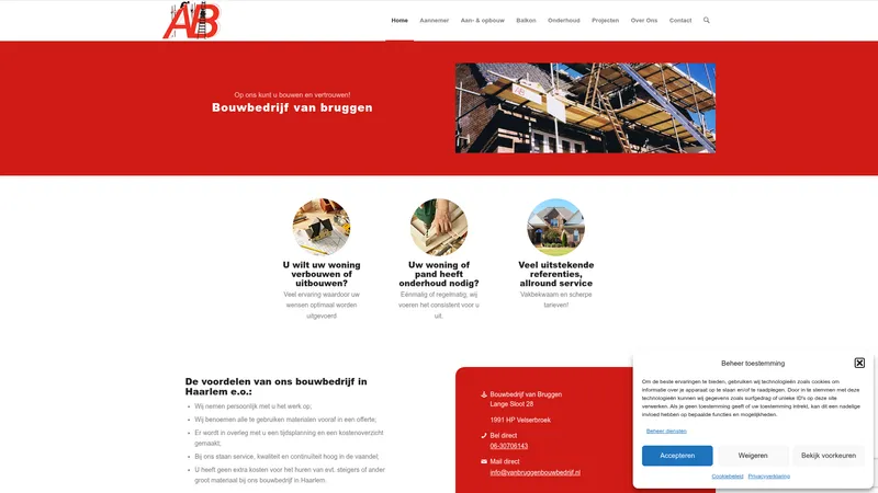 Website van Bouwbedrijf van Bruggen