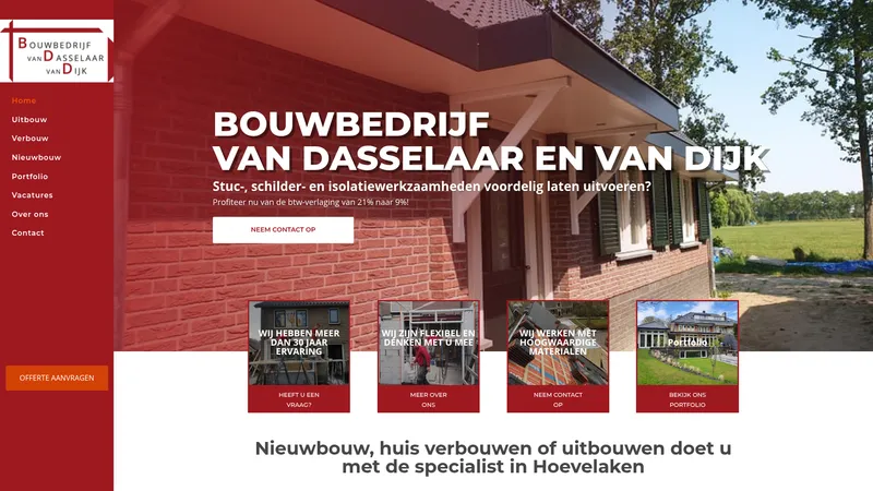 Website van Bouwbedrijf Van Dasselaar en Van Dijk