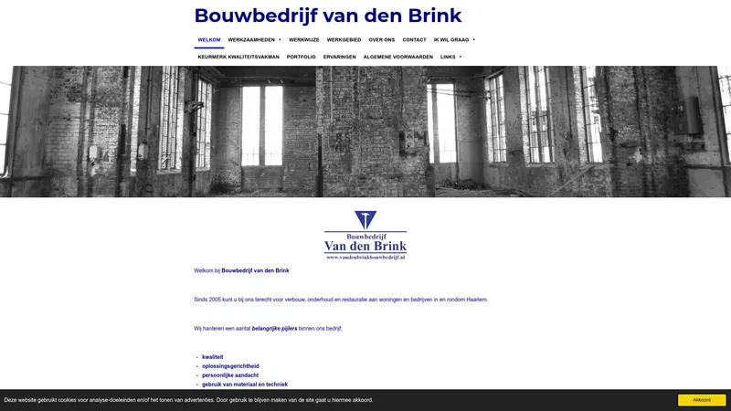 Website van Bouwbedrijf van den Brink