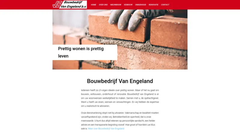 Website van Bouwbedrijf Van Engeland bv