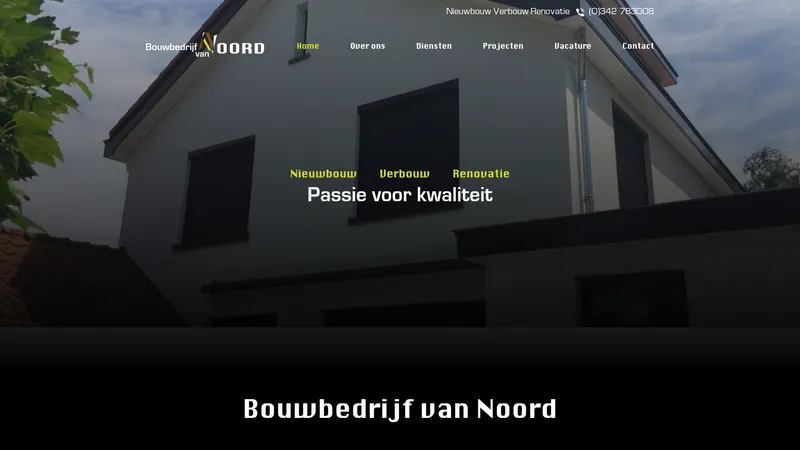 Website van Bouwbedrijf van Noord