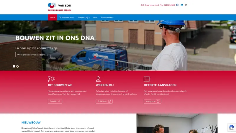 Website van Bouwbedrijf van Son B.V.