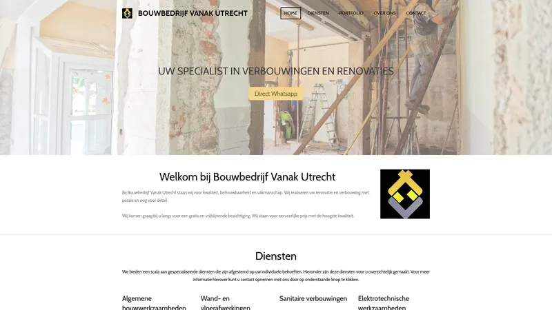 Website van Bouwbedrijf Vanak Utrecht