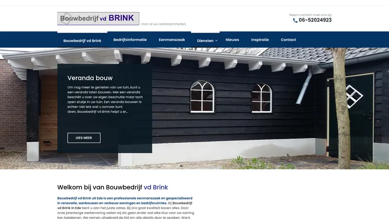 Website van Bouwbedrijf vd Brink Ede