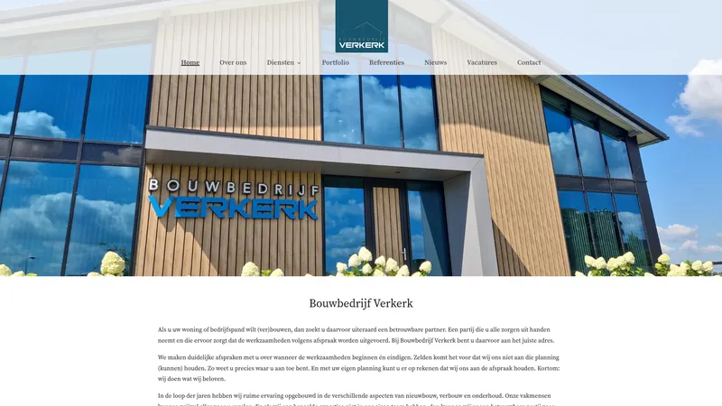 Website van Bouwbedrijf Verkerk Bv