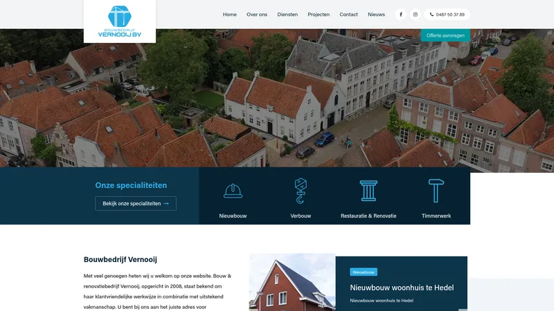Website van Bouwbedrijf Vernooij