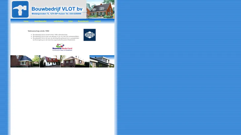 Website van Bouwbedrijf Vlot BV