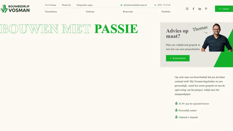 Website van Bouwbedrijf Vosman