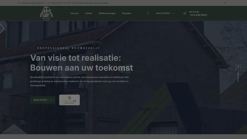 Website van Bouwbedrijf Vrasdonk