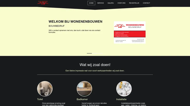Website van Bouwbedrijf WonenenBouwen