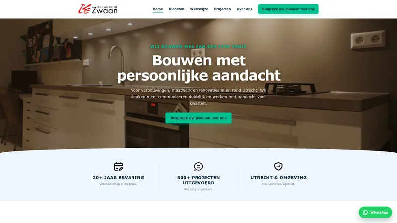 Website van Bouwbedrijf Zwaan