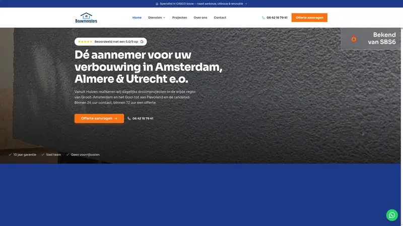 Website van Bouwmeesters bouwgroep