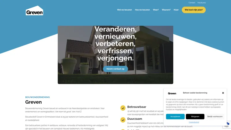 Website van Bouwonderneming Greven