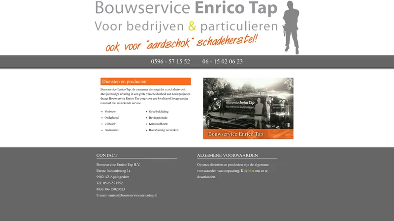 Website van Bouwservice Enrico Tap