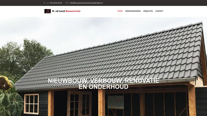 Website van Bouwservice Maarten van der Leest
