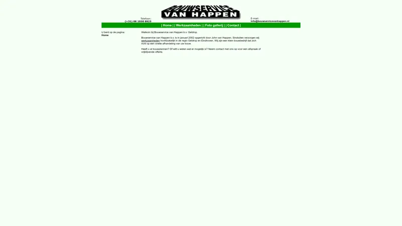 Website van Bouwservice Van Happen B.V.