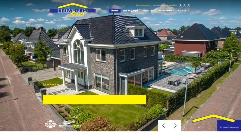 Website van Bouwteam Oost BV