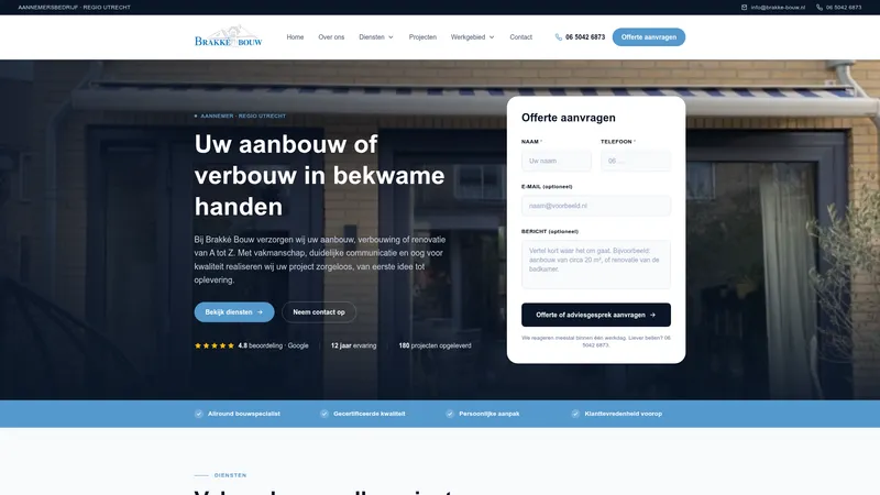 Website van Brakké Bouw