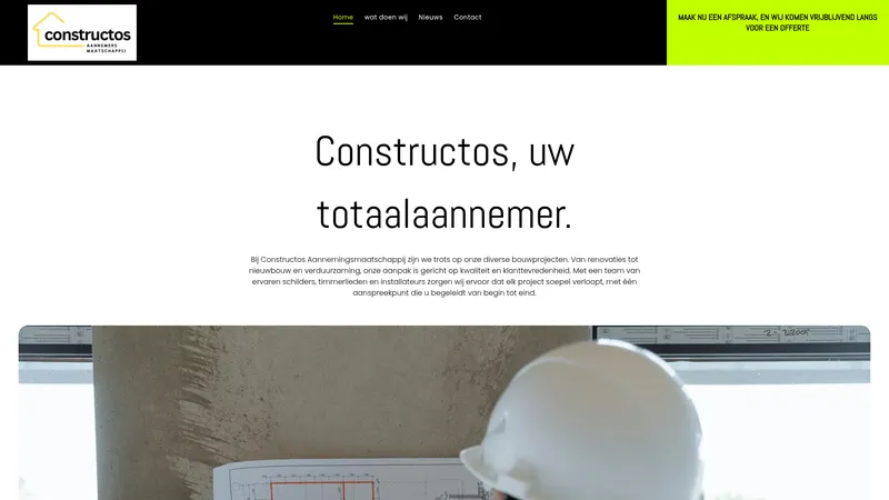 Website van Constructos aannemingsmaatschappij