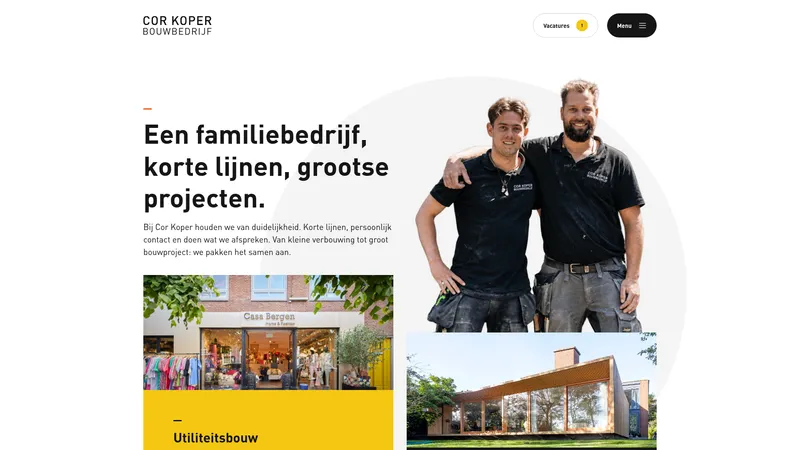 Website van Cor Koper Bouwbedrijf