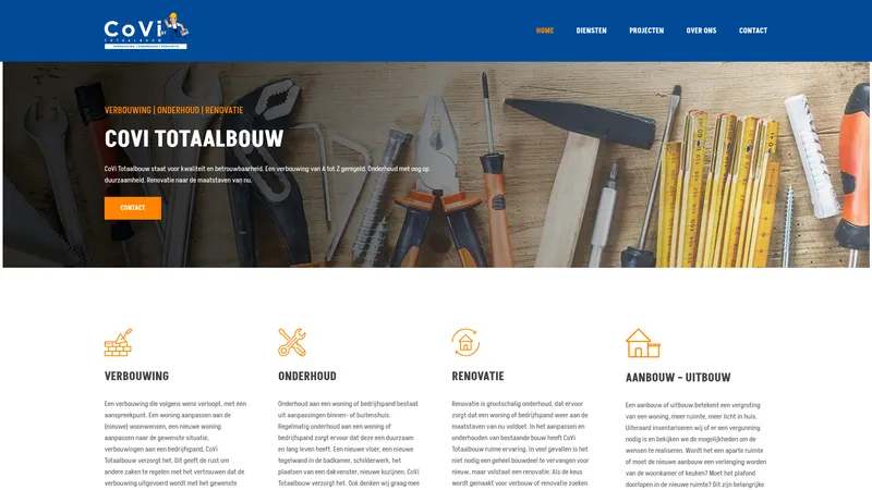 Website van CoVi Totaalbouw