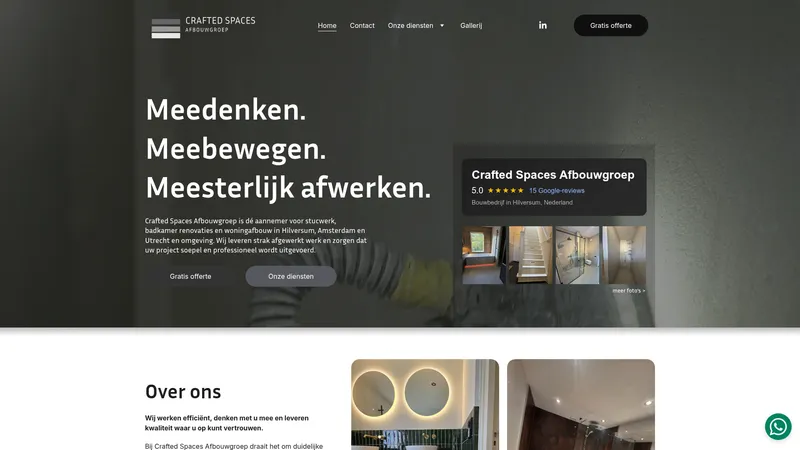 Website van Crafted Spaces Afbouwgroep
