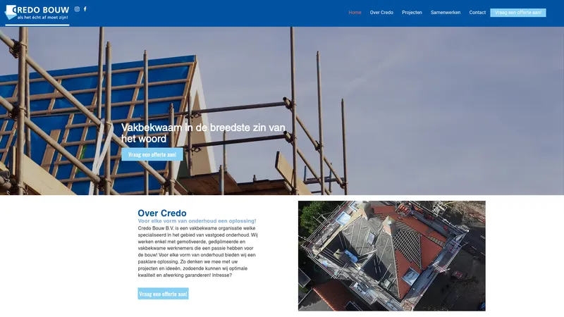 Website van Credo Bouw B.V.