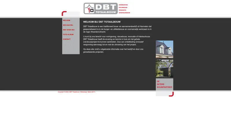 Website van D.B.T Totaalbouw aannemer