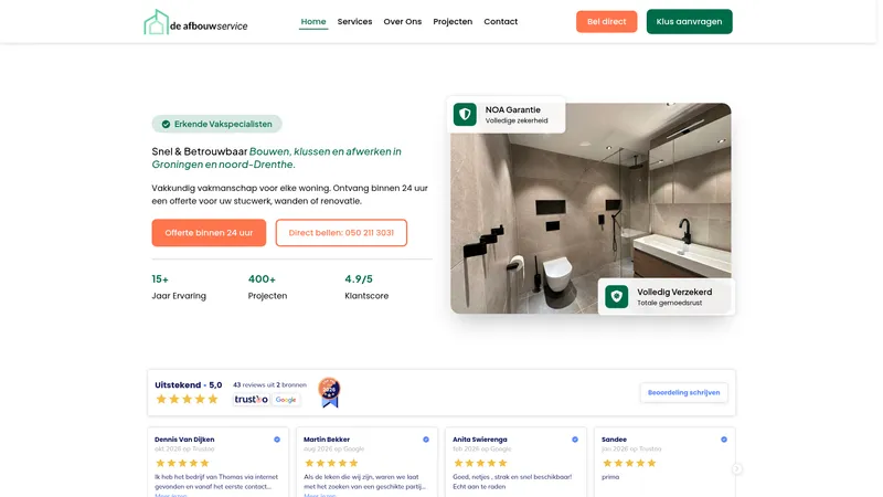 Website van De afbouwservice | Aannemer in renovatie Groningen