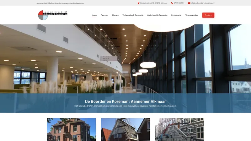 Website van De Boorder & Koreman BV