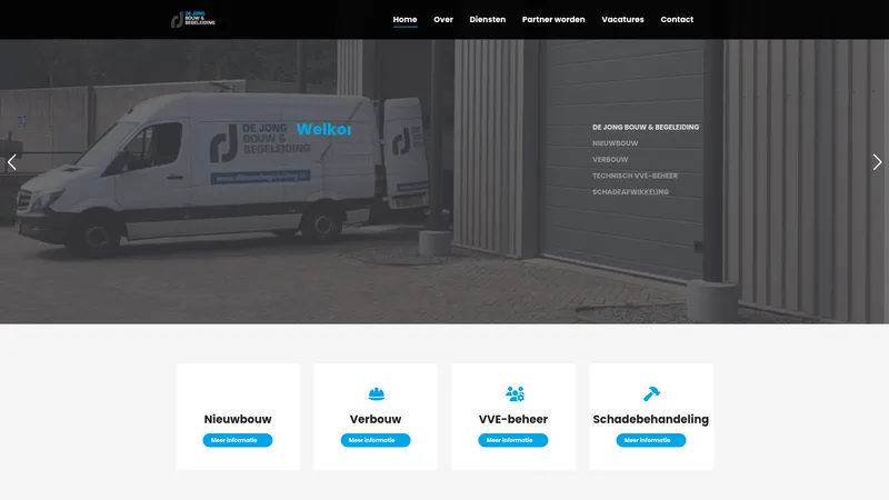 Website van De Jong Bouw & Begeleiding