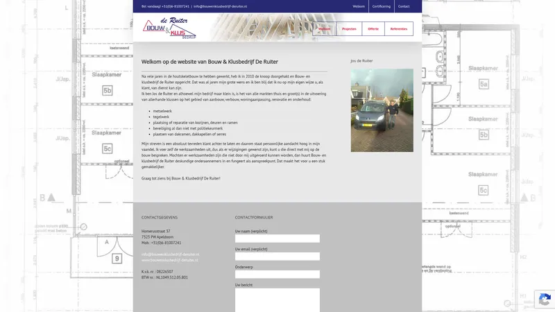 Website van de Ruiter Bouw & Klusbedrijf