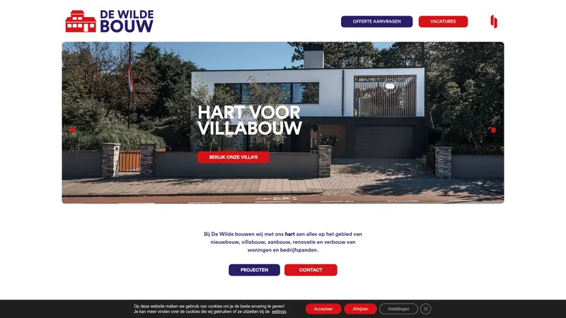 Website van De Wilde Bouw