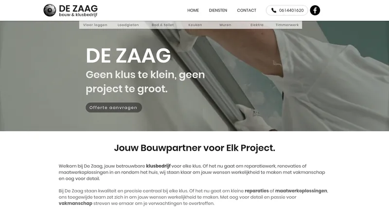 Website van DE Zaag klusbedrijf
